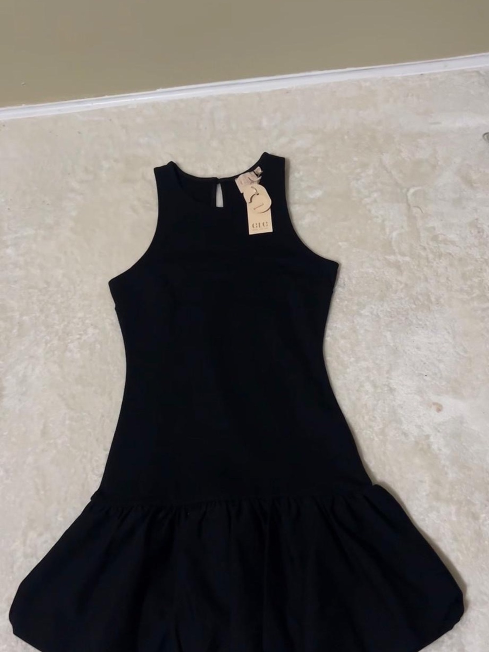 LG Black Ruffle-Hem Tank Dress